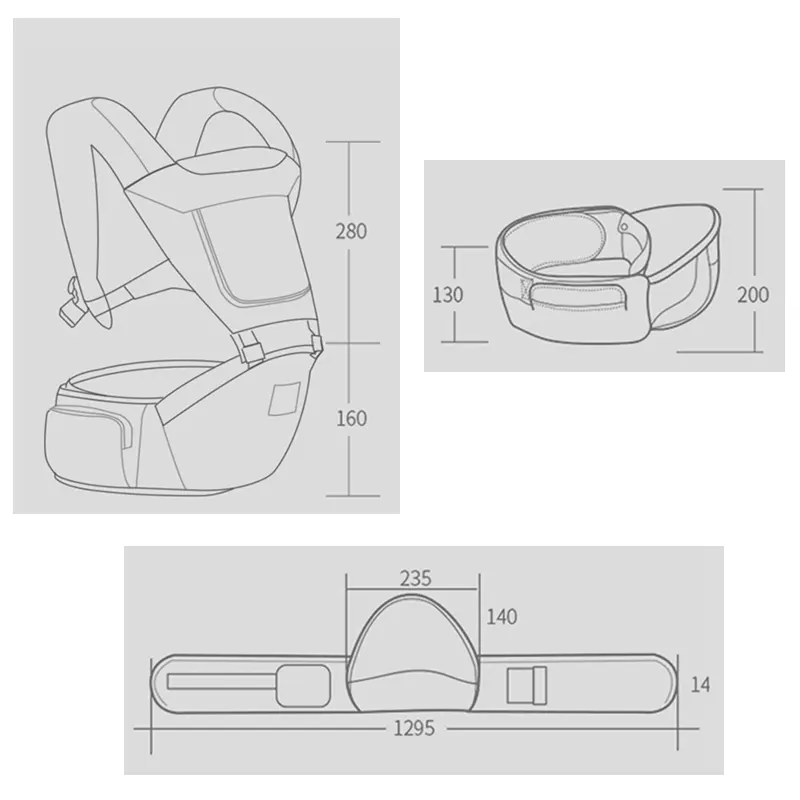 Porte Bébé Ventral : Lilou, transformable ceinture et porte bébé, coloris gris